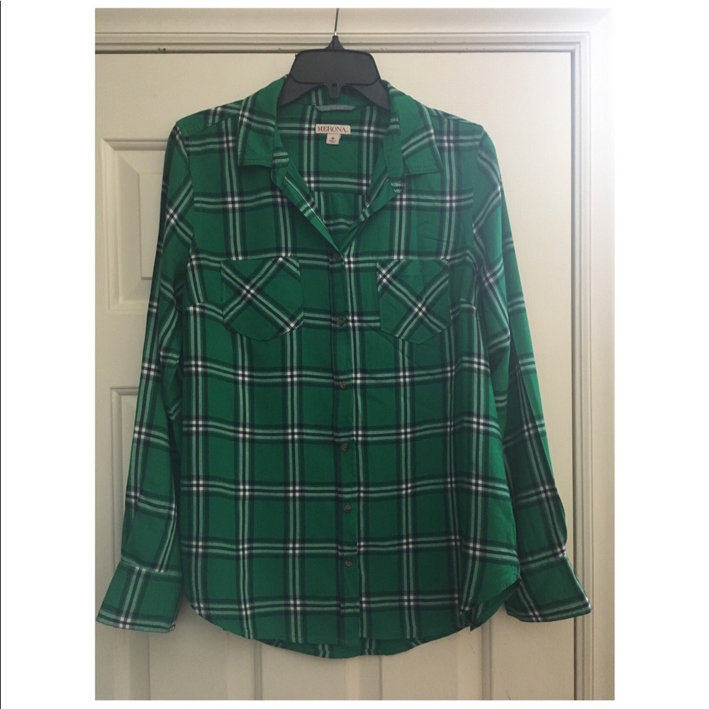 Green Plaid Button-Down